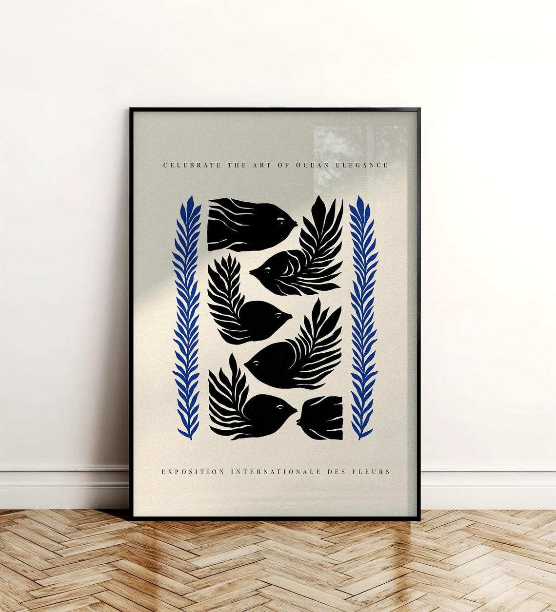 Blue Wall Art Fish Print For Kids Room Decor Coastal Folk Chubby Gift Eclectic Nursery