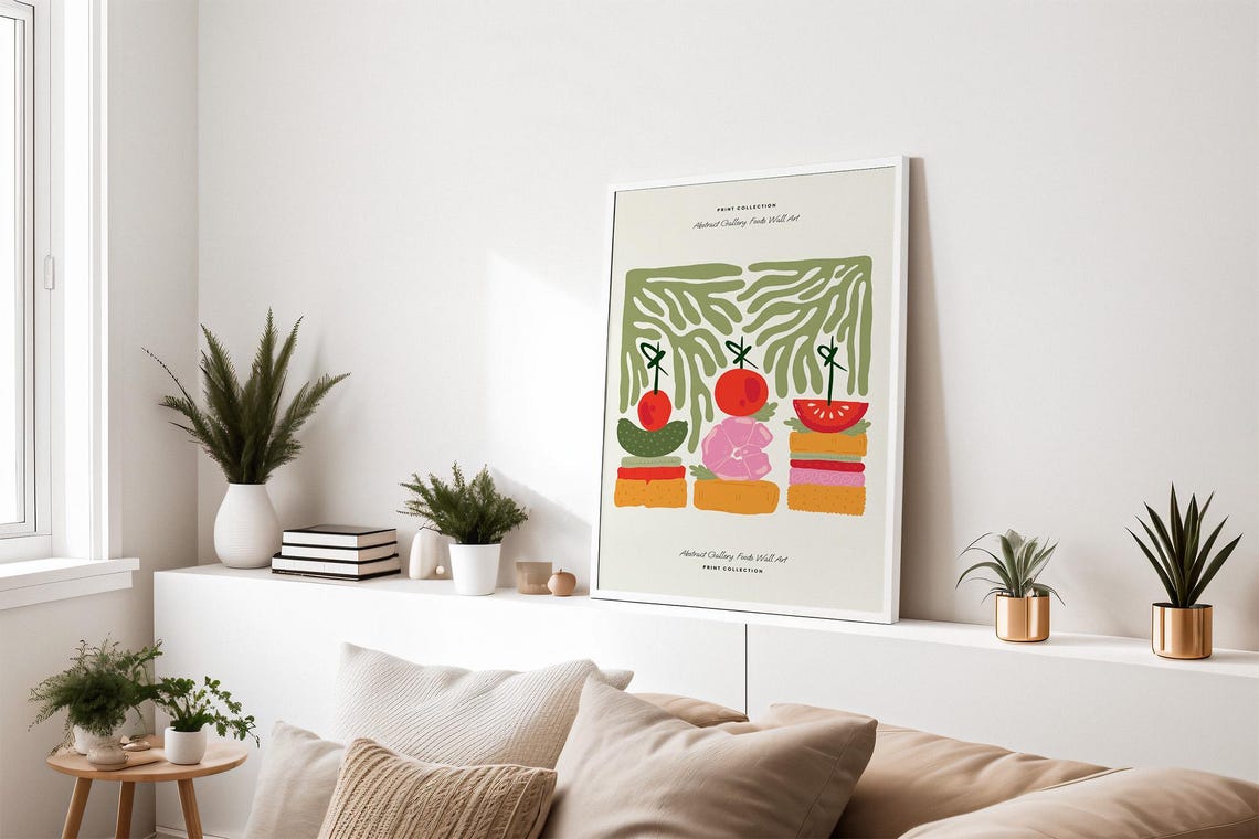 Abstract Sandwich Canape Tomato Food Art Kitchen Decor Poster