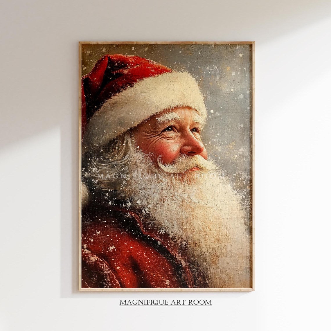 Vintage Santa Claus Wall Art Xmas Santa Prints Winter Christmas Decor Santa Claus Portrait Oil Painting W51