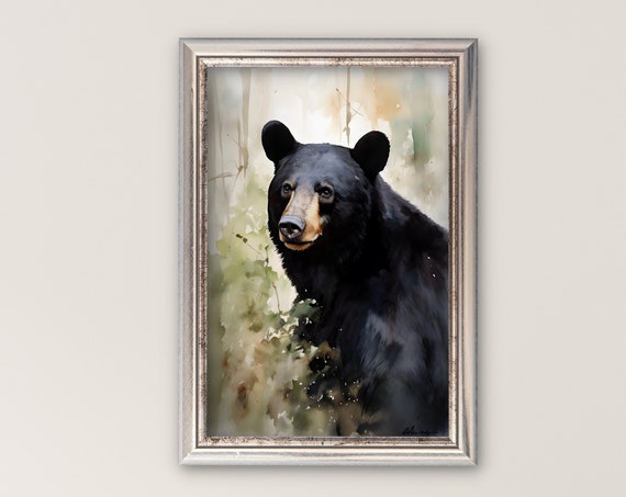 Watercolor Bear Art Print Forest Animal Portrait