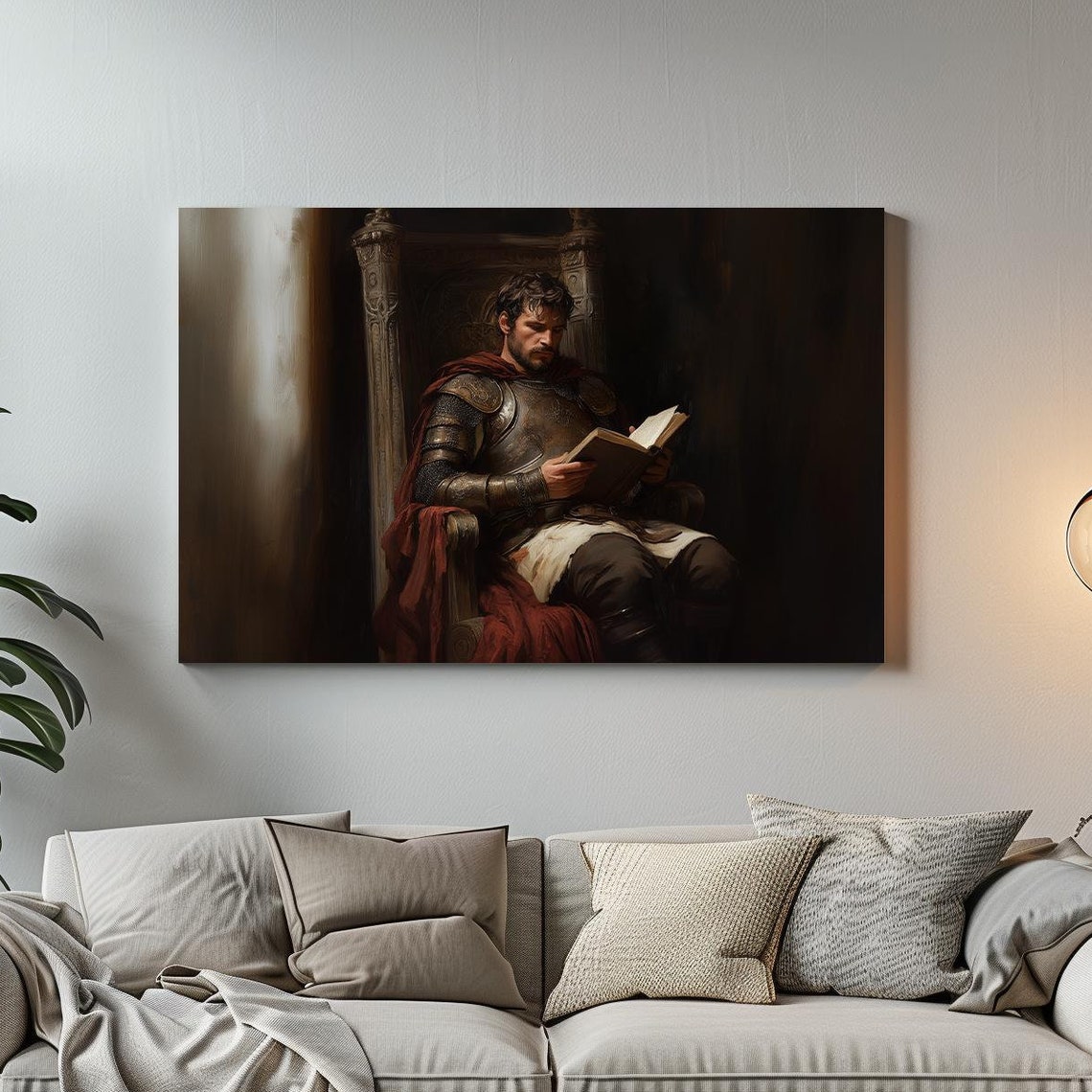 Roman Warrior Reading In A Dark Throne Room Moody History Wall Art