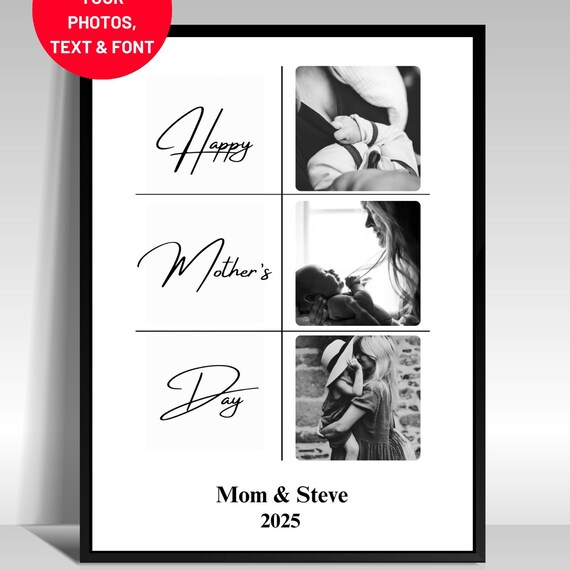 Personalized Happy Mother's Day Photo Collage Custom Mom Poster