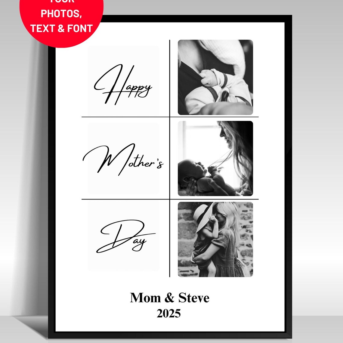 Personalized Happy Mother's Day Photo Collage Custom Mom Poster