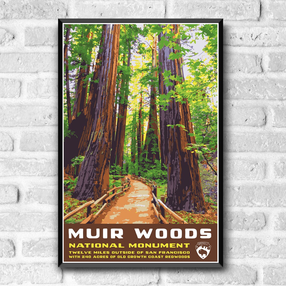 Muir Woods National Monument WPA Style Vintage Travel Poster - Image 3