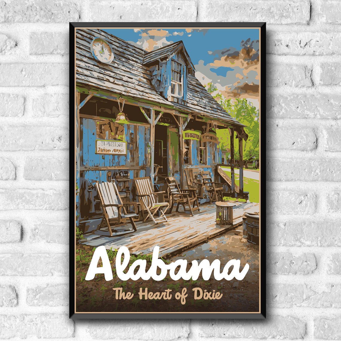 Alabama The Heart Of Dixie Rustic General Store Porch Travel Poster - Image 3