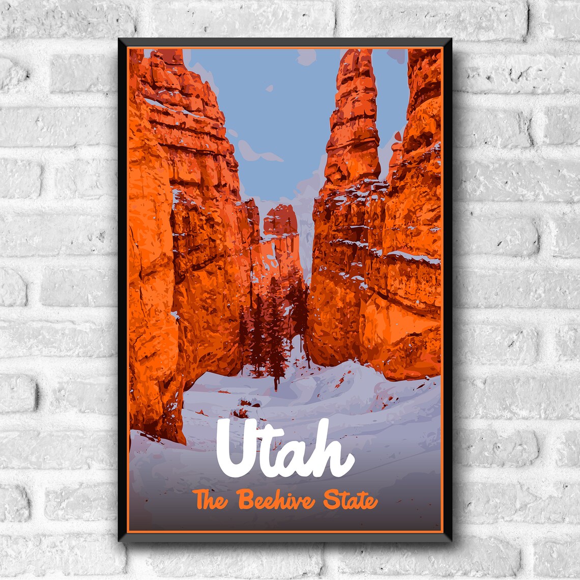 Utah Beehive State Red Rock Canyon Snow Vintage Travel Poster - Image 3