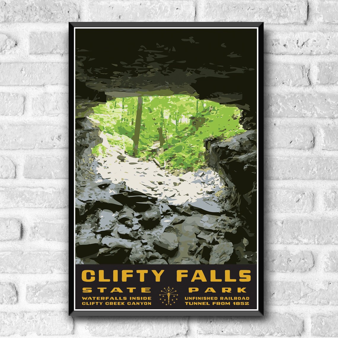 Clifty Falls Indiana State Park Vintage Travel Poster - Image 3
