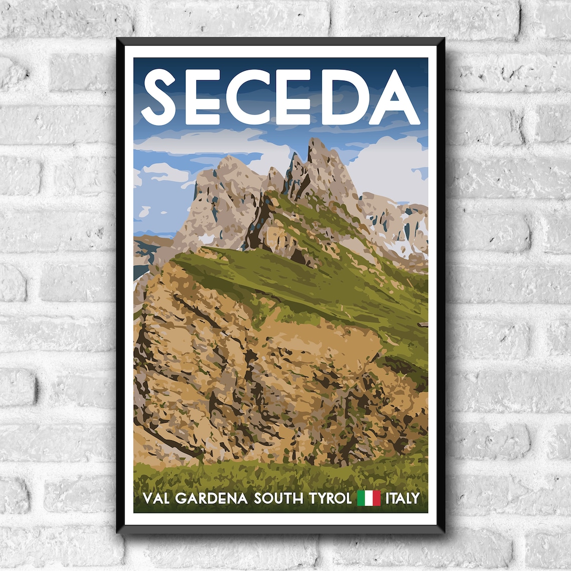 Seceda Val Gardena Italy Dolomites Vintage Travel Mountain Poster - Image 3