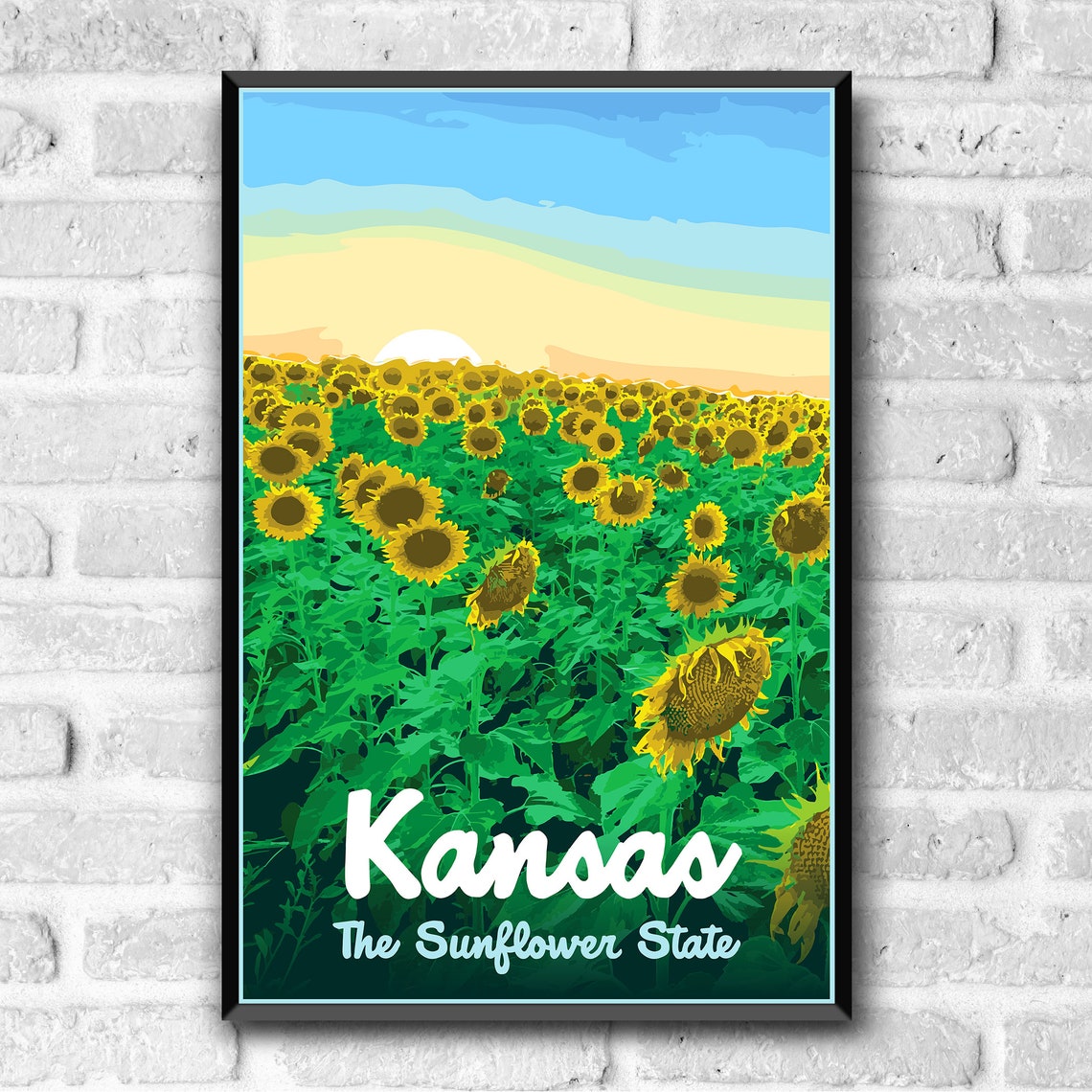 Kansas The Sunflower State Vintage Style Travel Poster Postcard Sticker Magnet Retro Wpa Style Our Fifty States Print 50 Usa Wall Art - Image 3