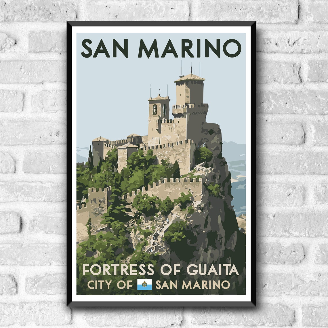 San Marino Vintage Style Travel Poster 8x10 12x18 18x24 24x36 4x6 Postcard Fortress Of Guaita Art Print - Image 3