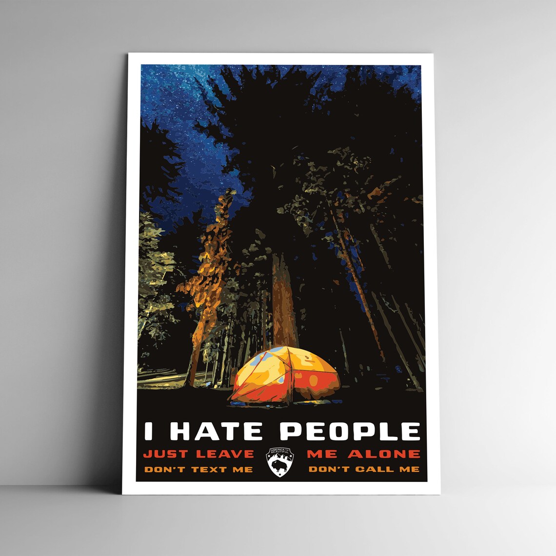 I Hate People WPA Style Vintage Travel Poster