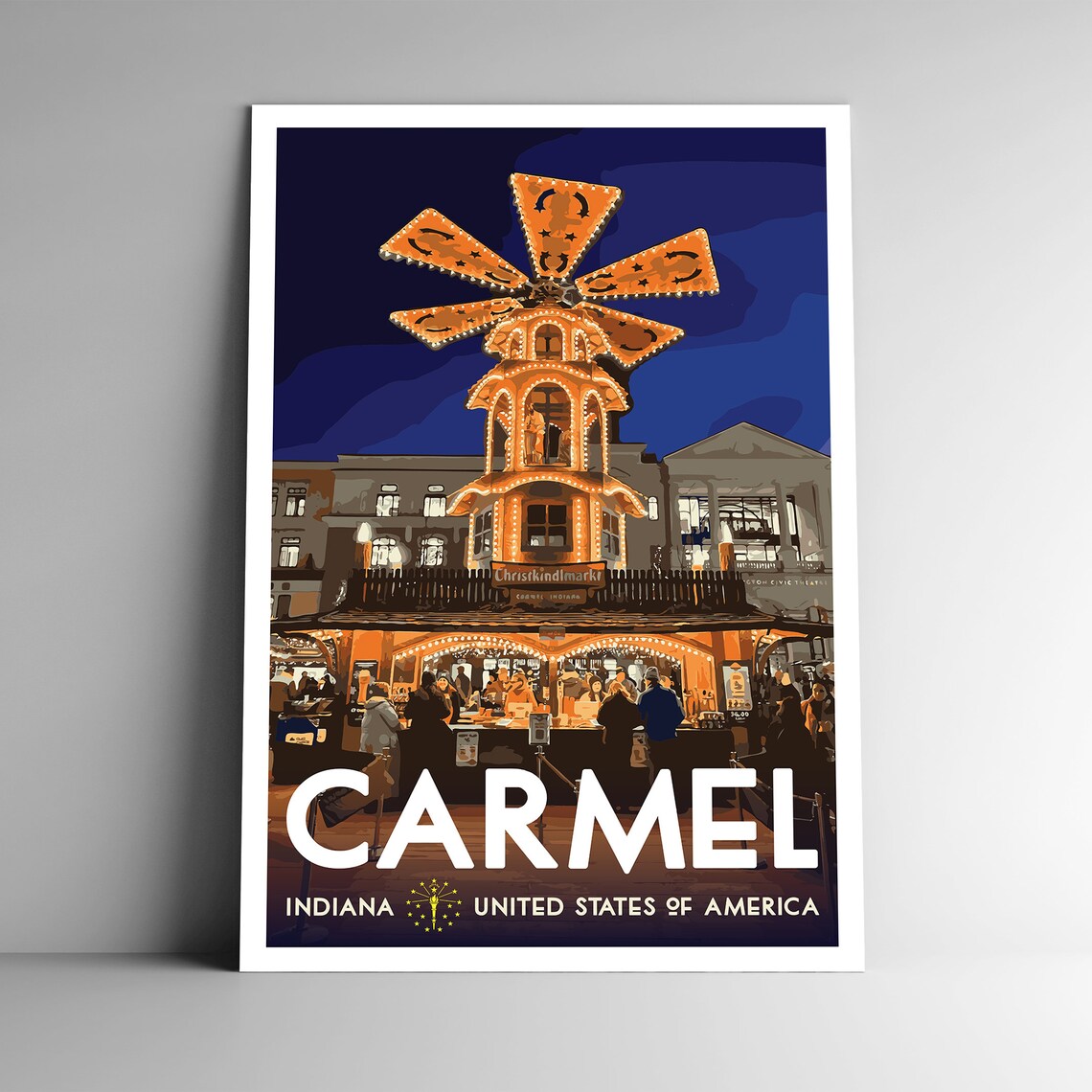 Carmel Indiana Christkindlmarkt Vintage Travel Poster