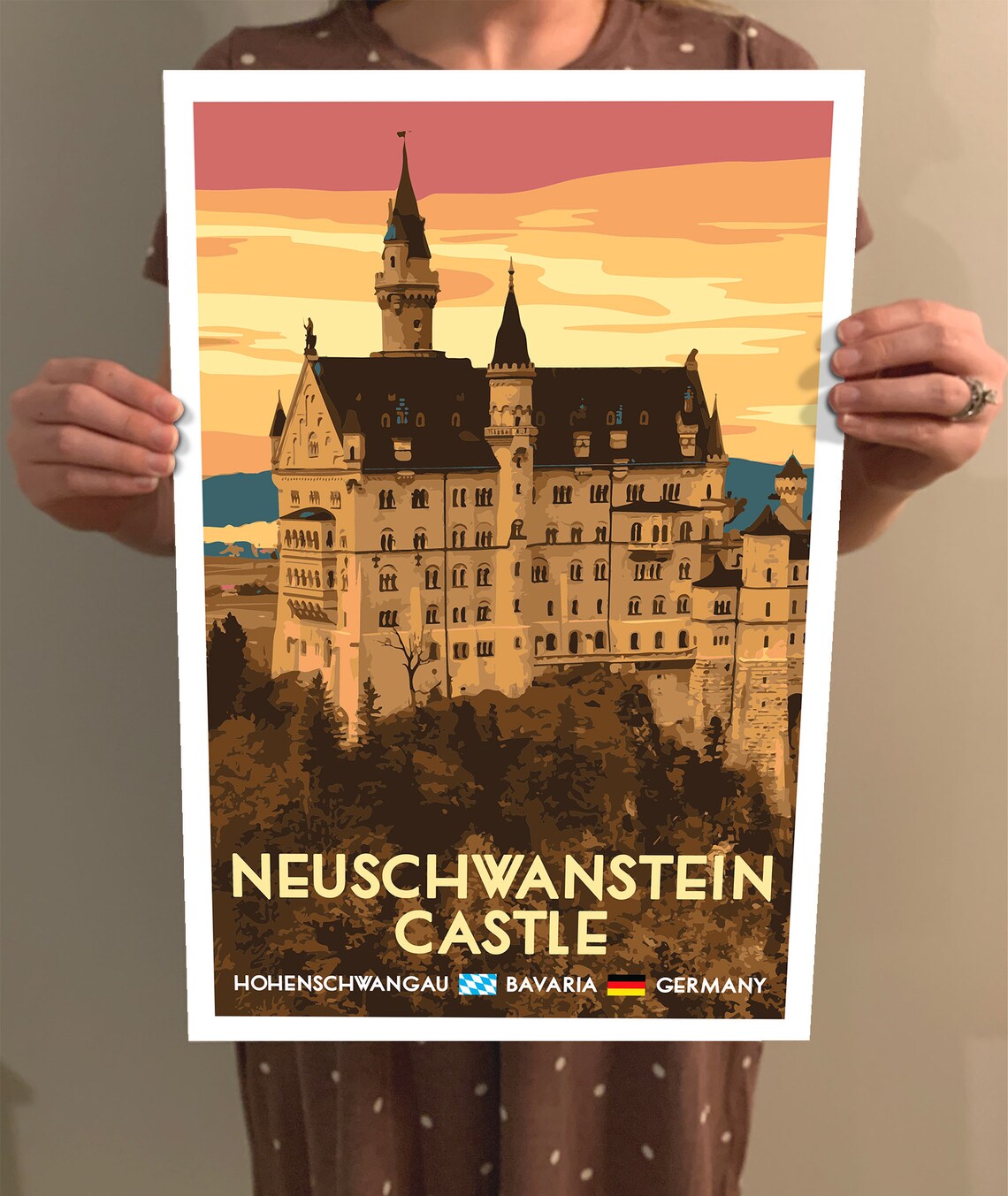 Neuschwanstein Castle Vintage Style Travel Poster - Image 2