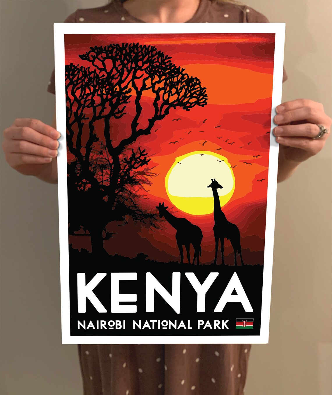 Kenya Nairobi National Park Vintage Style Travel Poster - Image 2