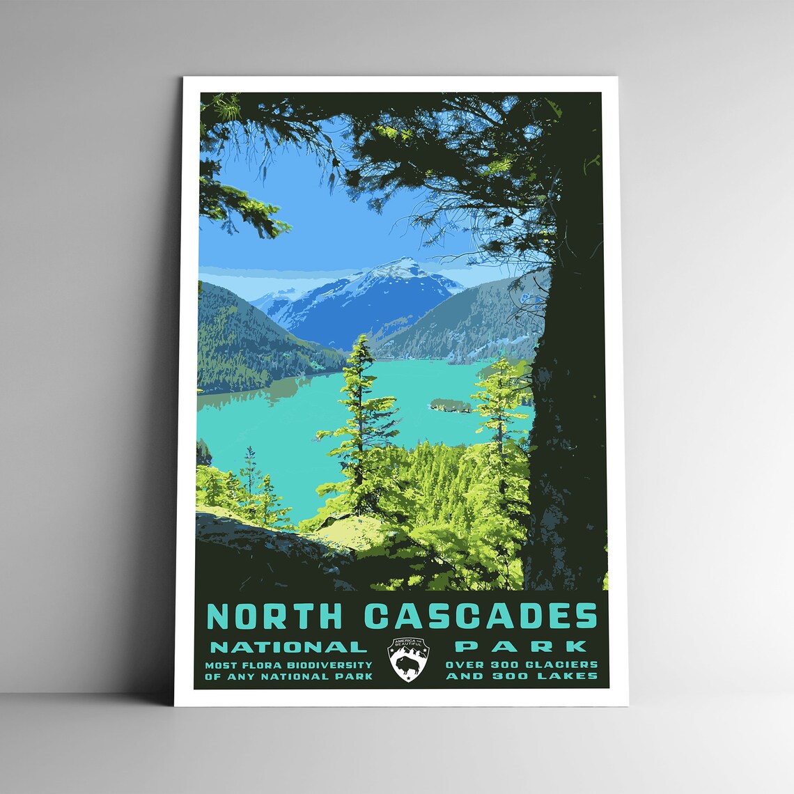 North Cascades National Park Vintage Travel Poster Print