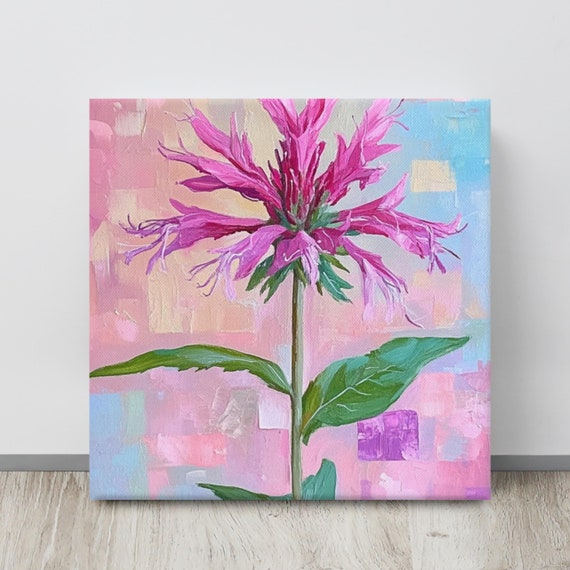 Bee Balm Print Painting Print Wall Art Pink Beebalm Plant Art Print Flower Wall Art Pink Wall Art