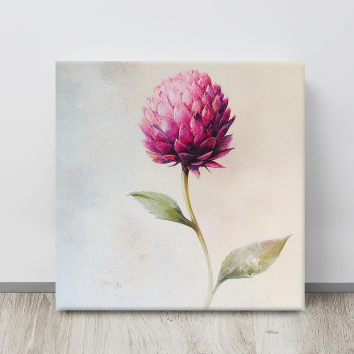 Pink Globe Amaranth Single Round Bloom Botanical Floral Art Poster