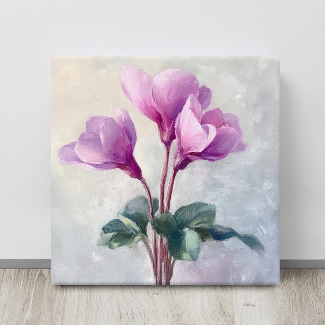 Cyclamen Flower Print Cyclamen Plant Art Print Flower Painting Print Large Wall Art Purple Flower Art Cyclamen Art