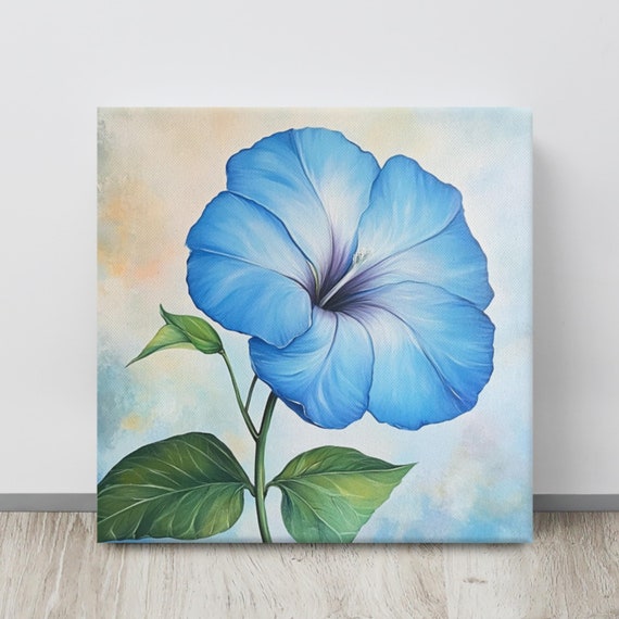 Blue Ipomoea Flower Painting Print Wall Art Blue Dawn Flower Art Print Tropical Flower Wall Art
