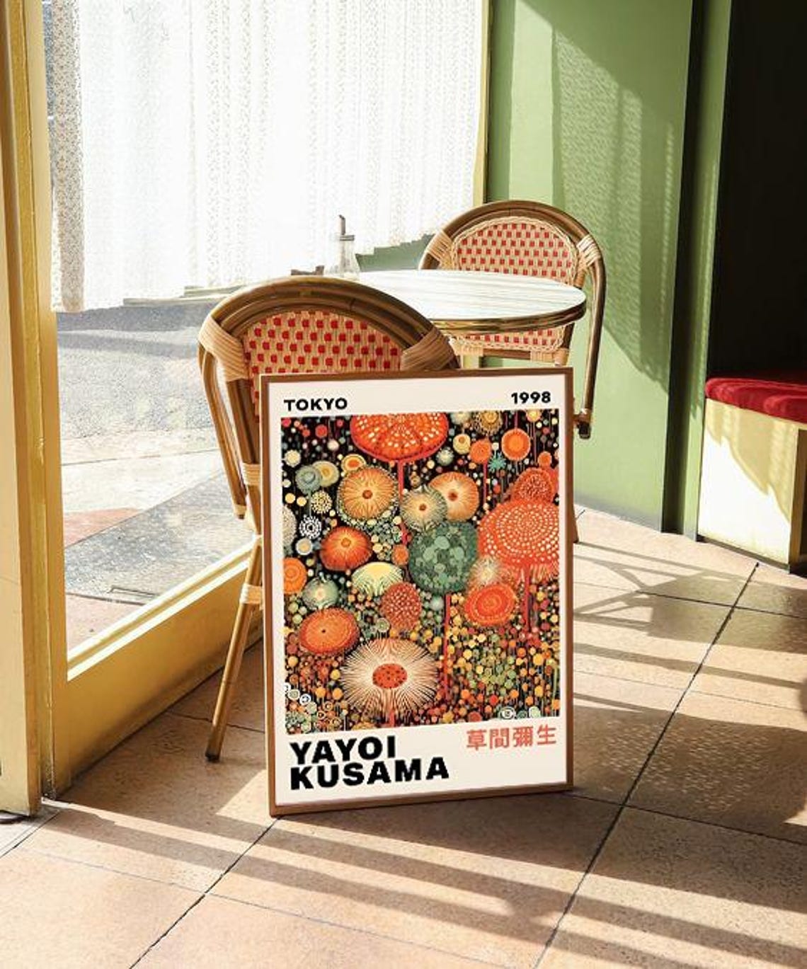 Yayoi Kusama Tokyo 1998 Flower Exhibition Orange Dotted Art Poster - Image 4