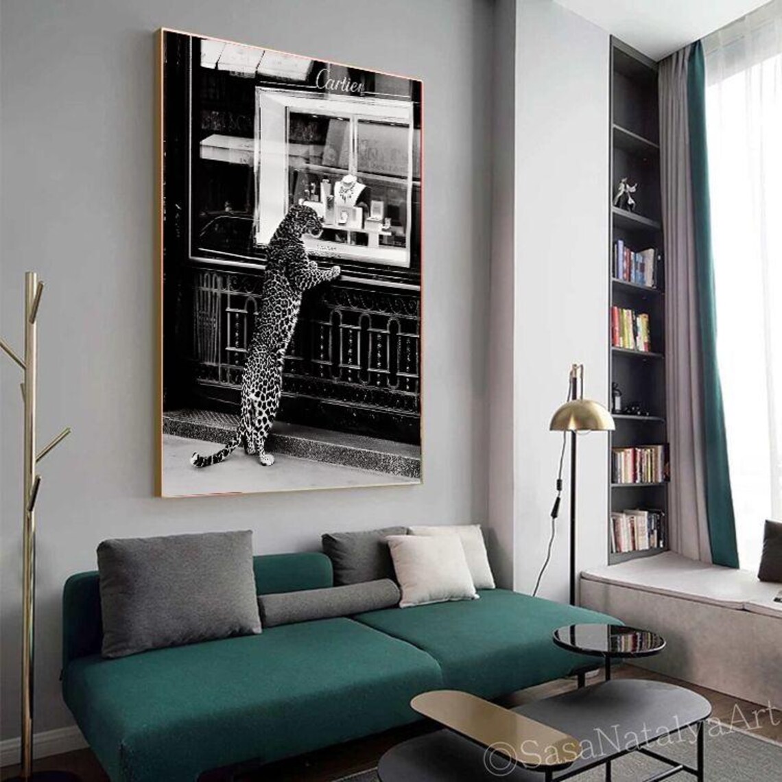 Panther In The Jewelry Shop Poster Cheetah Looking To Jewelry Vintage Wall Art Retro Magazine Art Print - Image 2