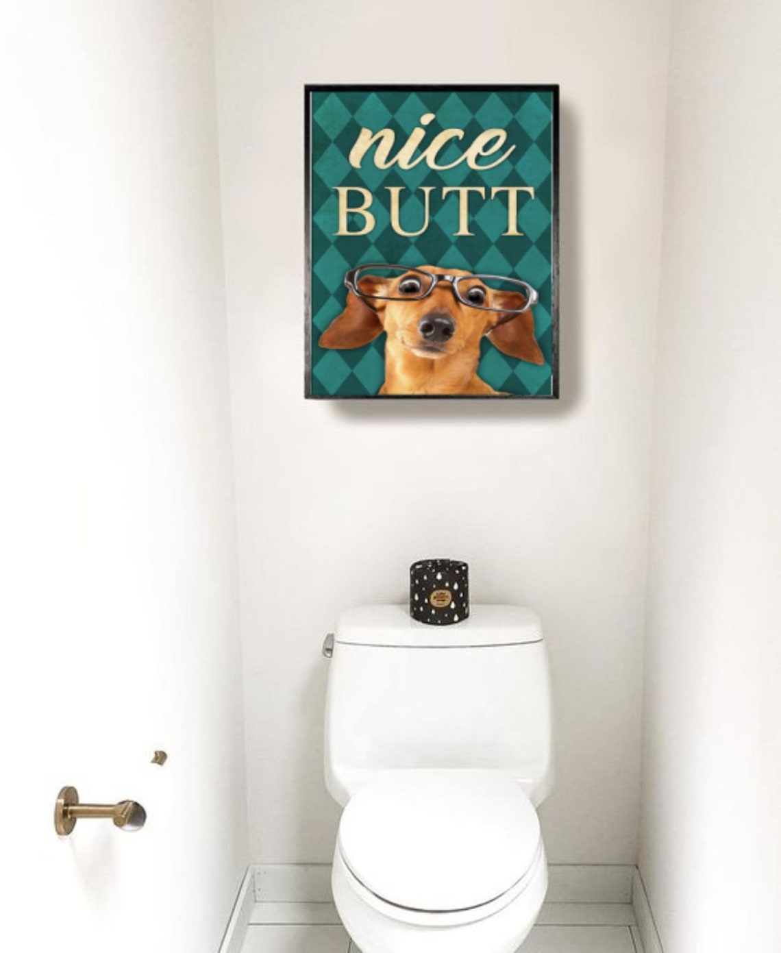 Nice Butt Dog With Glasses Bathroom Decor Wall Art For Bathroom Funny Art Home Decor Funy Wall Art - Image 2