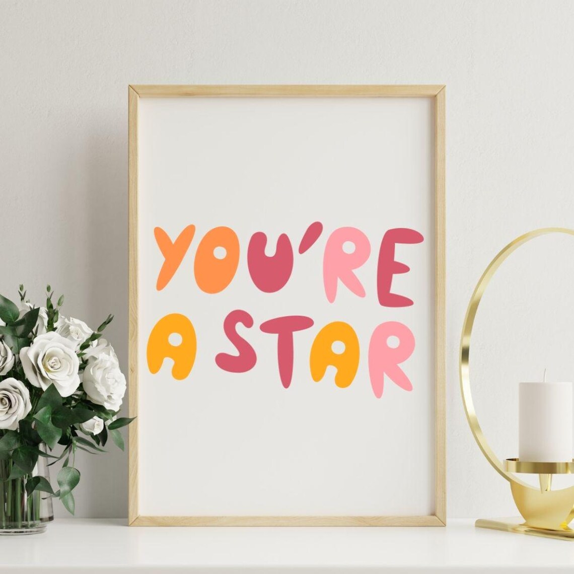 You Are A Star Colorful Hand Lettered Quote Poster For Kids Room - Image 2