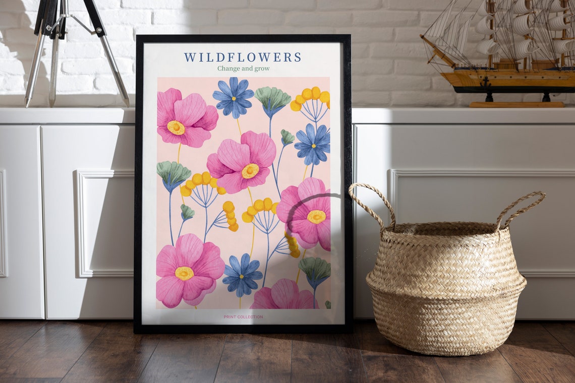 Wildflowers Change And Grow Pink Meadow Floral Bloom Growth Poster
