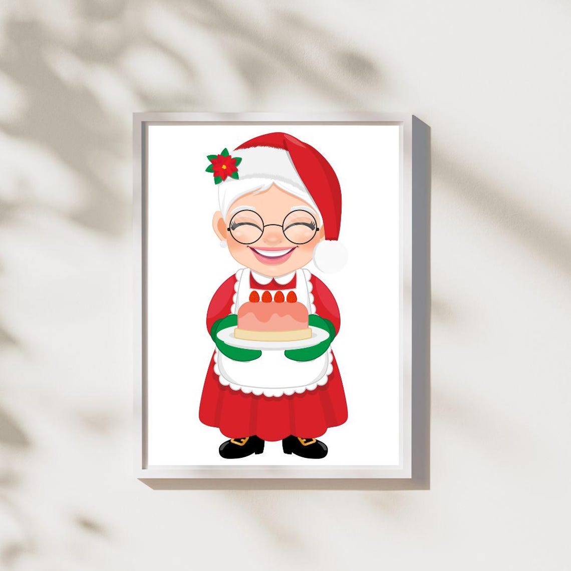 Mrs Claus Baking Cake Cute Christmas Character Holiday Poster Art - Image 2