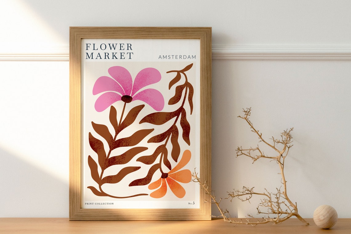 Amsterdam Flower Market No 5 Pink Bloom Retro Botanical Poster - Image 2