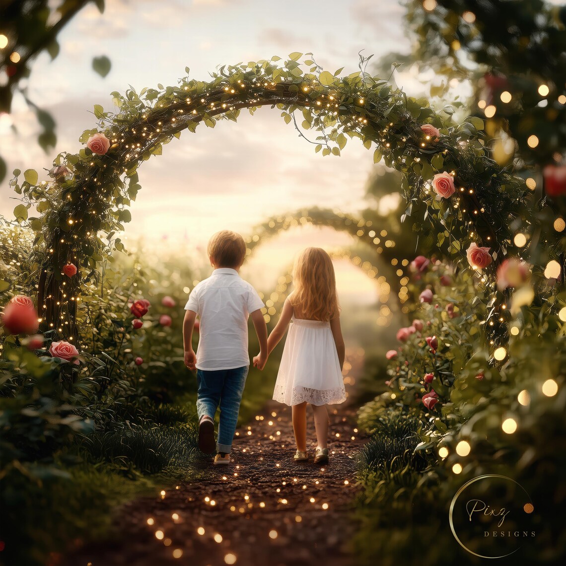 Easter Garden Background, Whimsical Spring Pathway