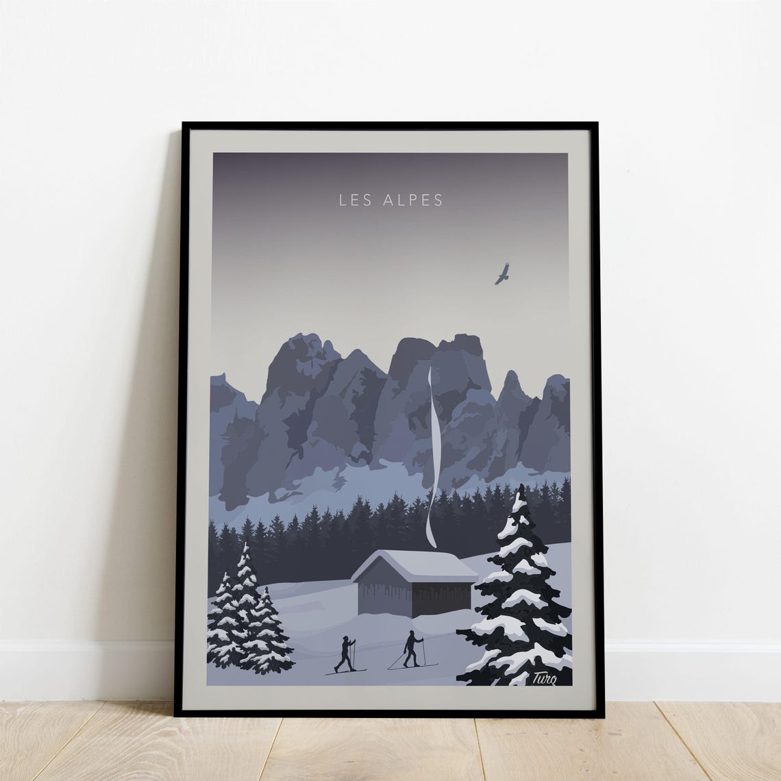 The Alps Travel Poster Ski Chairlift Travel Poster Vintage Poster Mountains Winter Sports