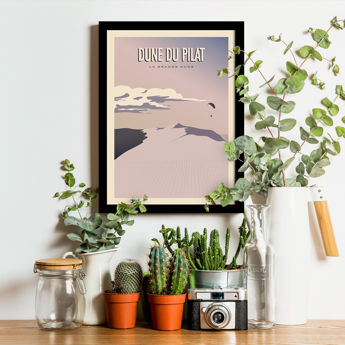 Dune du Pilat Great Sand Dune Paraglider France Vintage Travel Poster - Image 3