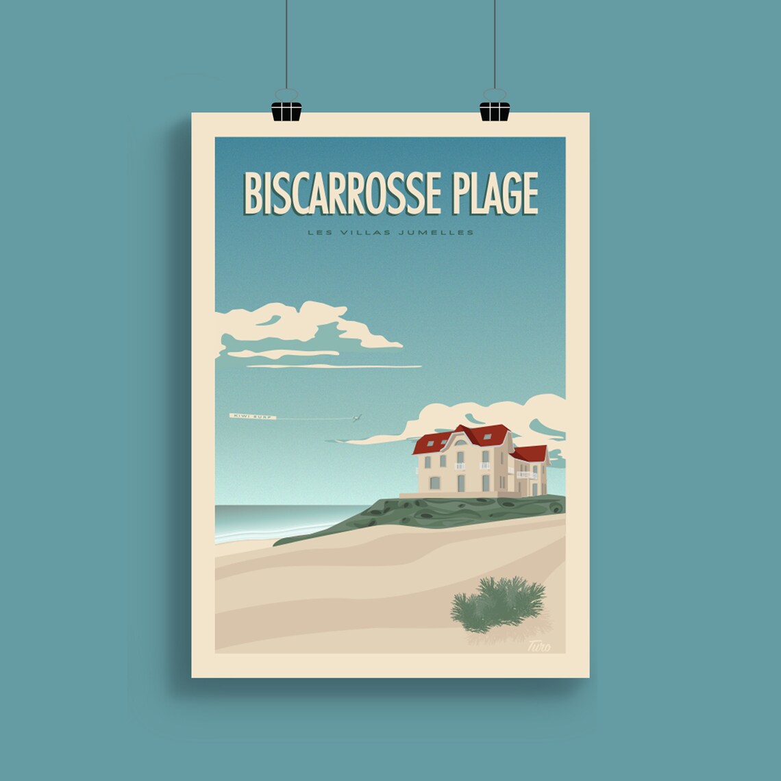 Biscarrosse Plage Vintage Travel Poster, Les Villas - Image 2