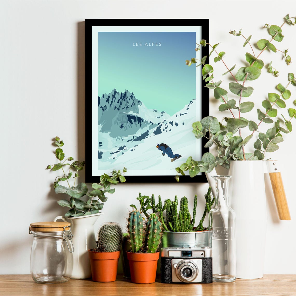 The Alps Travel Poster Ski Chairlift Travel Poster Vintage Poster Mountains Winter Sports - Image 3