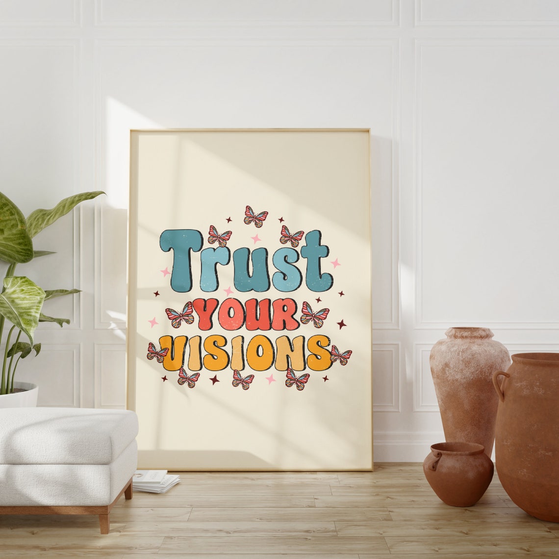 Retro Quote Wall Print Inspirational Print Butterfly Poster Print Retro Wall Decor Art Print - Image 4