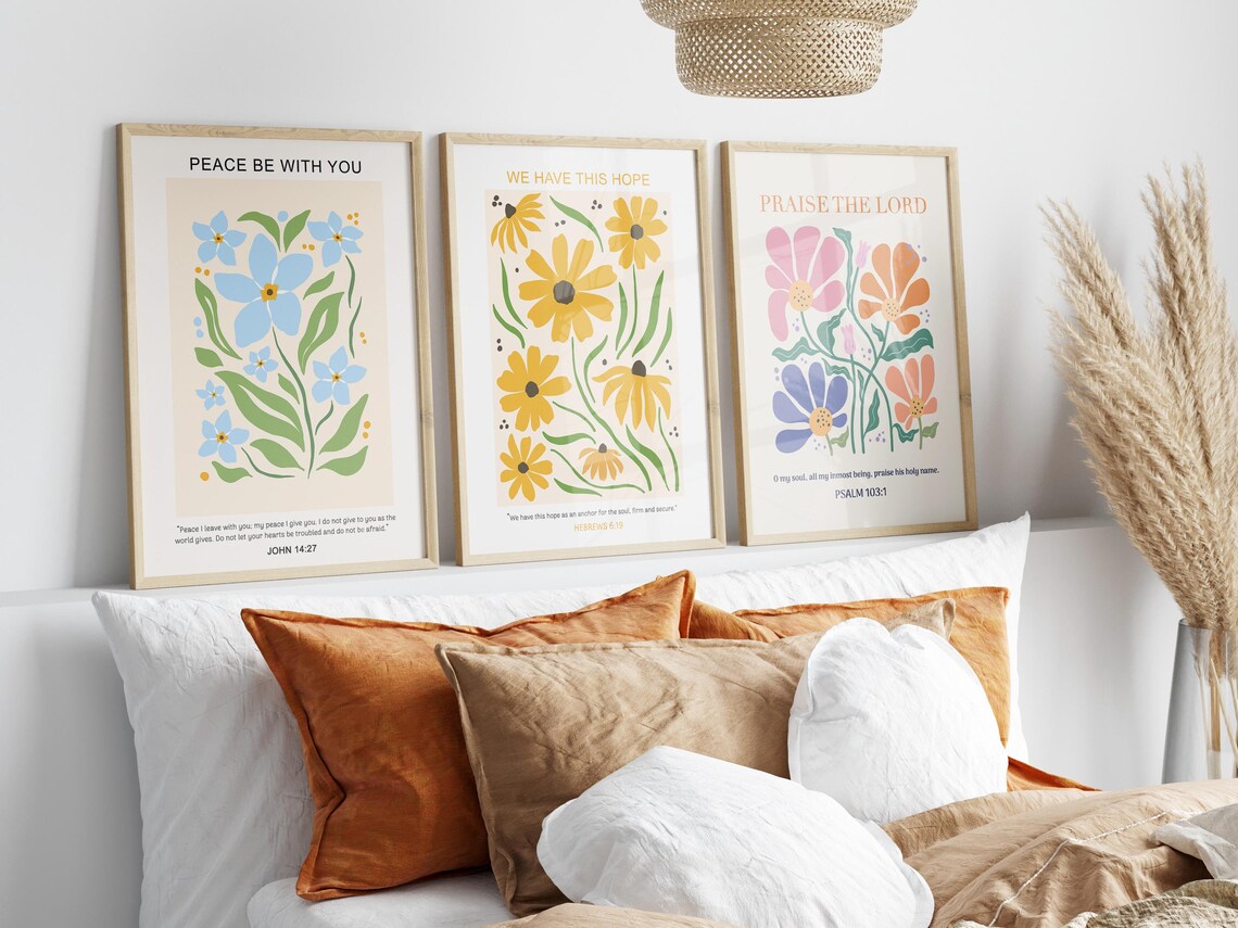 Set of Six Colorful Wildflower Bible Verse Scripture Art Prints - Image 4