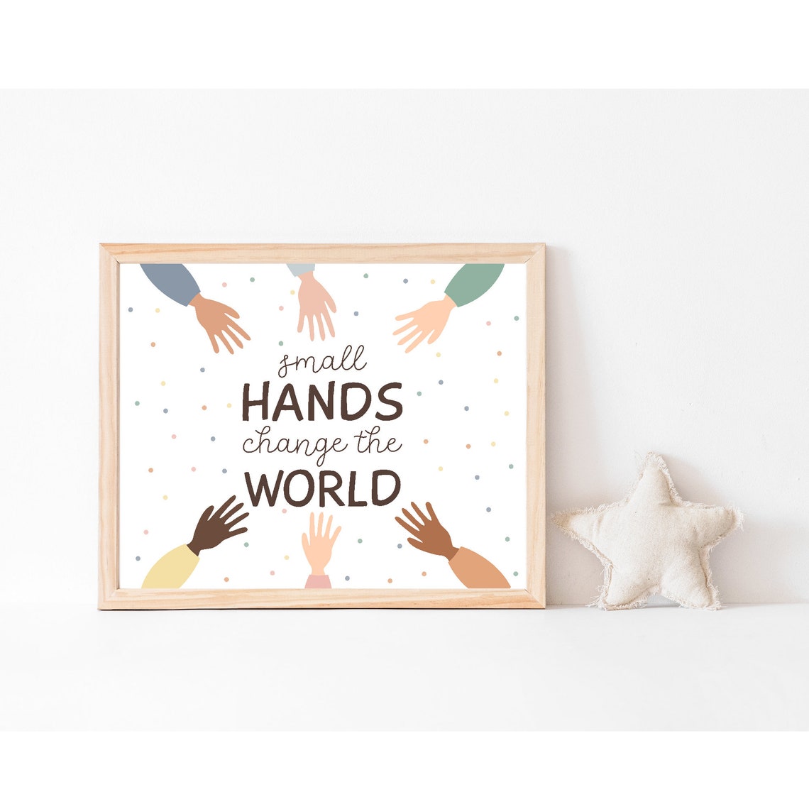 Small Hands Change The World Diversity Equality Classroom Wall Art - Image 3