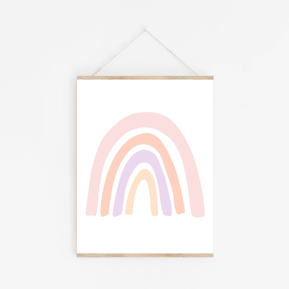 Pink Peach Purple Pastel Rainbow Boho Girls Nursery Wall Art Poster - Image 2