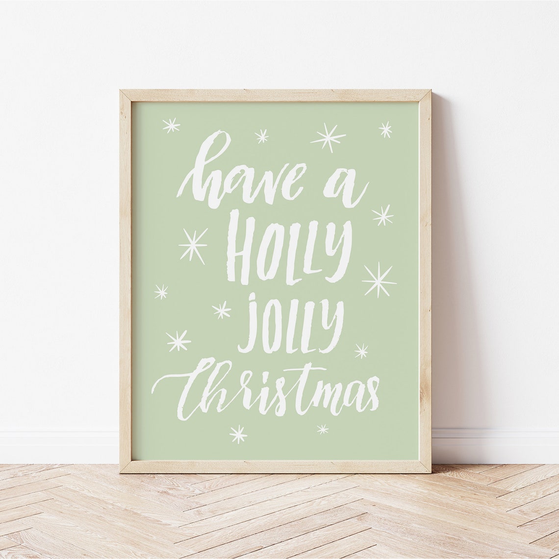 Have A Holly Jolly Christmas Sage Green Script Typography Wall Art