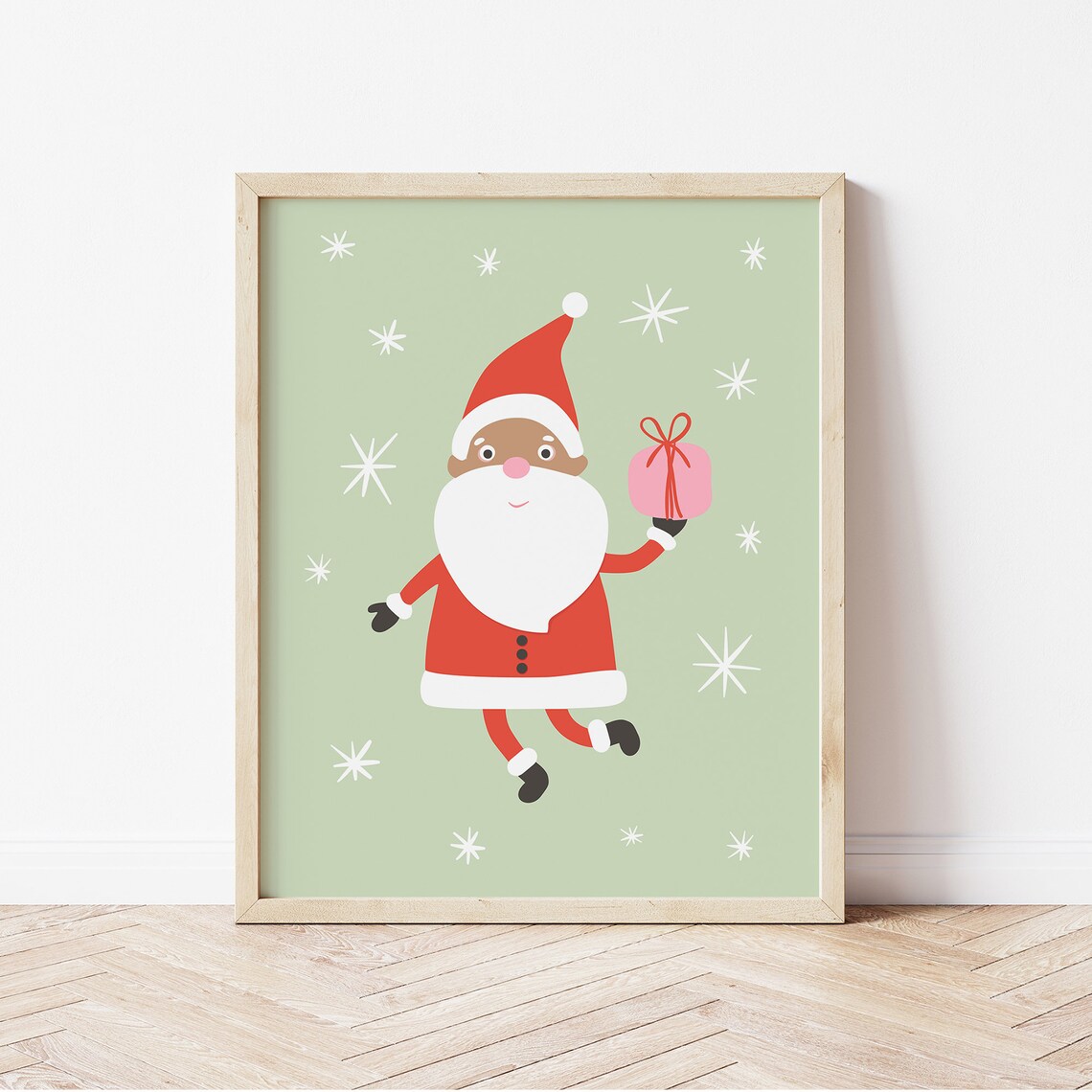 Santa Art Christmas Sage Whimsical Christmas Poster