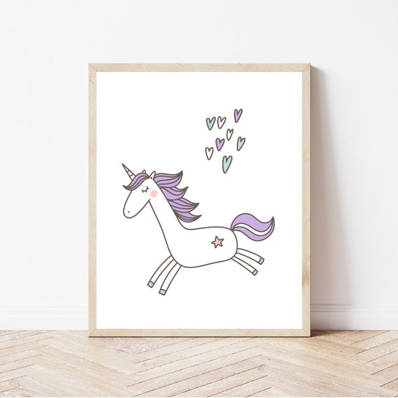 Cute Unicorn Art Print, Scandinavian Kids Decor