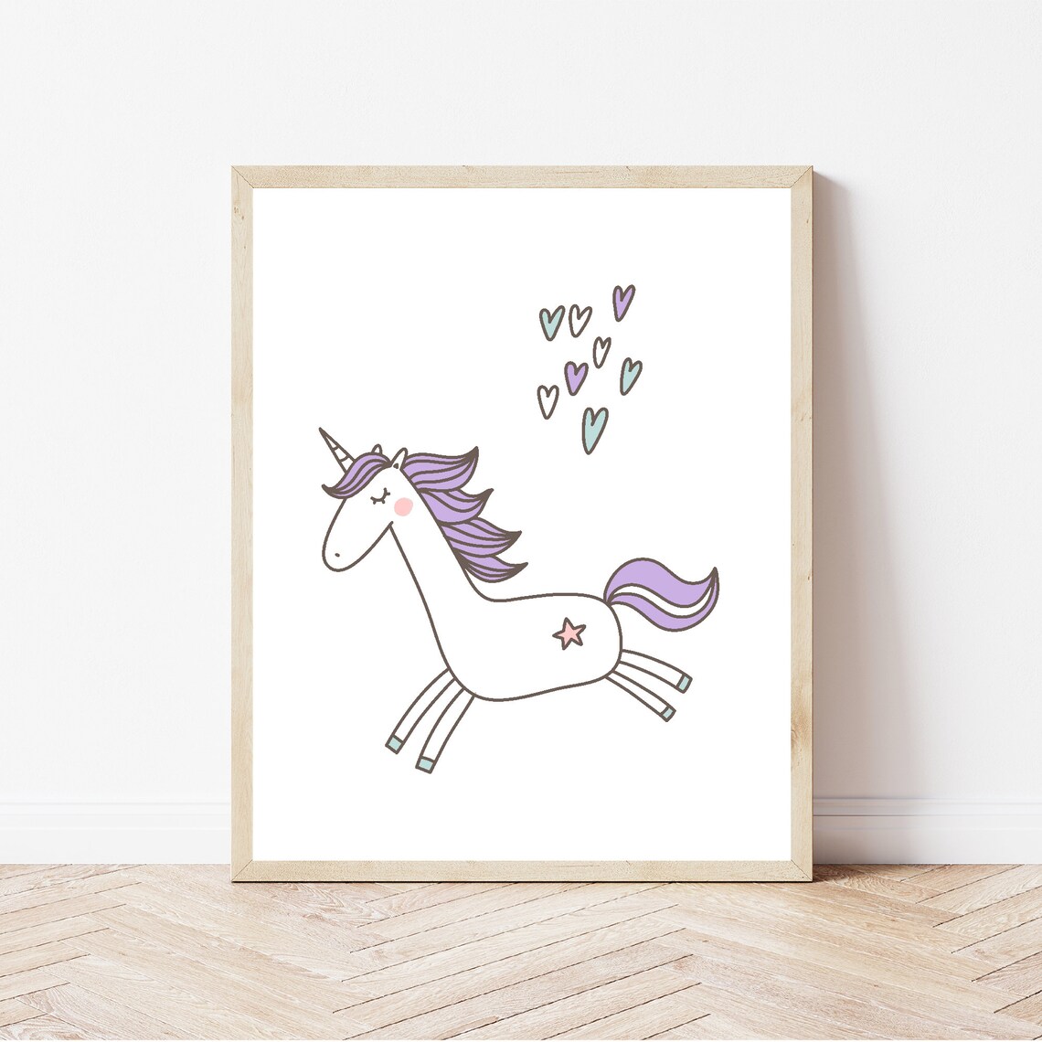 Cute Unicorn Art Print, Scandinavian Kids Decor