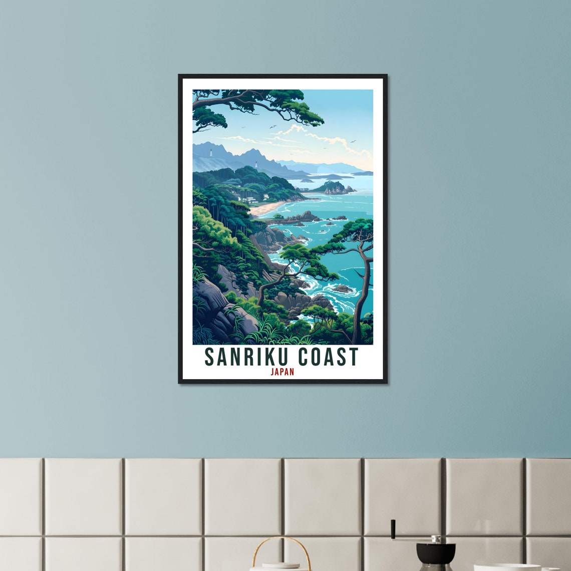 Sanriku Coast Japan Rugged Pine Cliffs Turquoise Travel Poster - Image 3