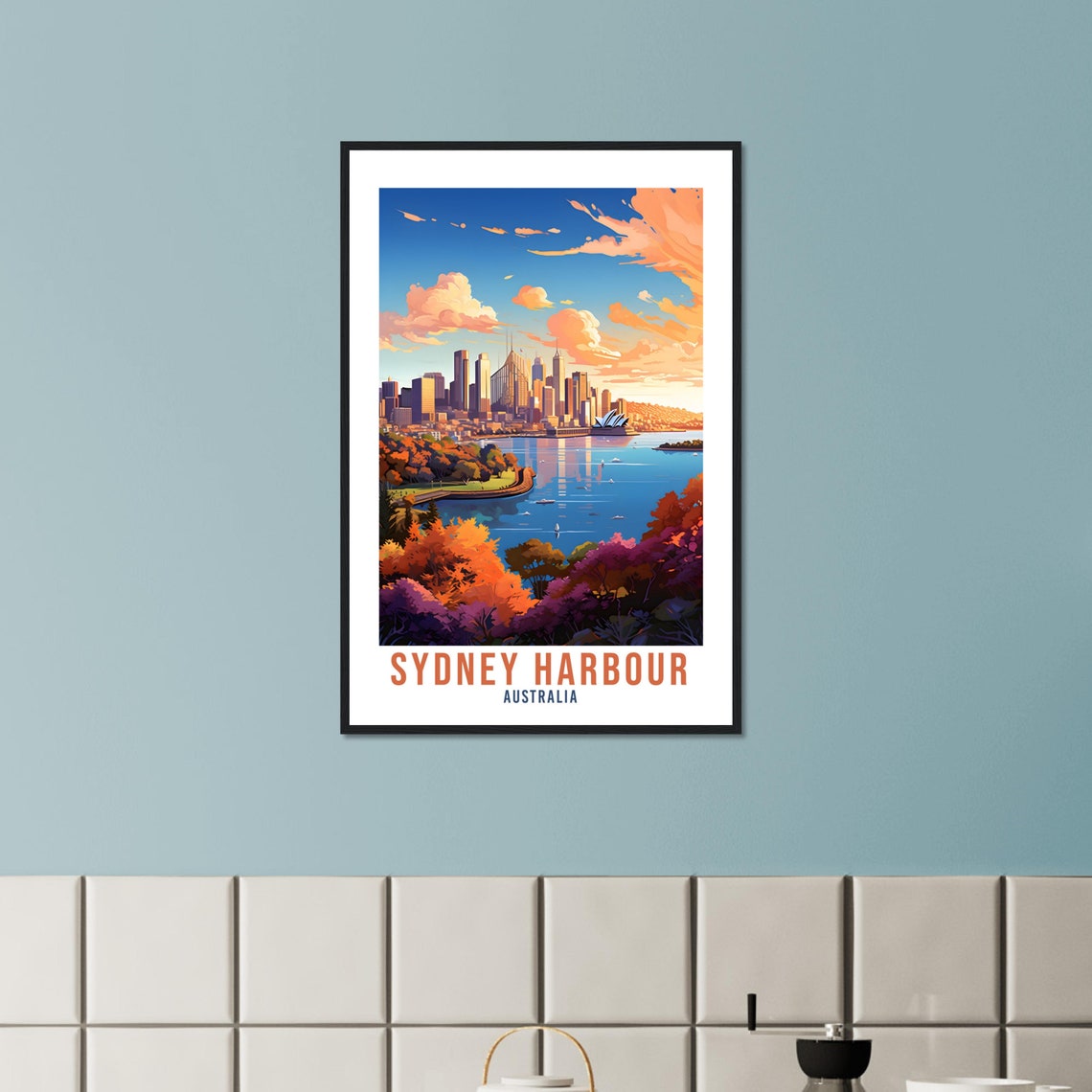 Sydney Harbour Australia Travel Poster Skyline Opera House Sunset - Image 2