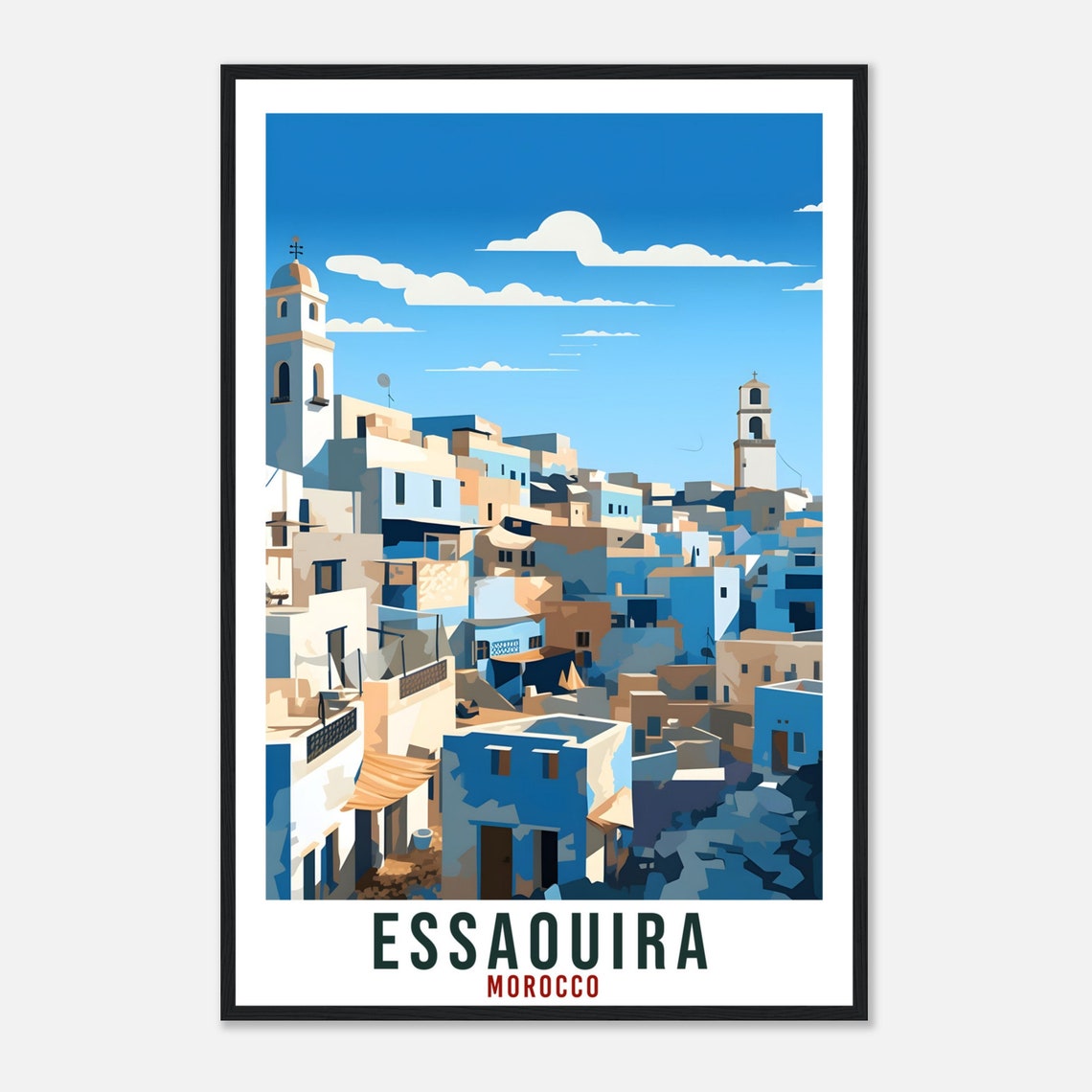 Essaouira Morocco Whitewashed Medina Blue City Towers Travel Poster - Image 4