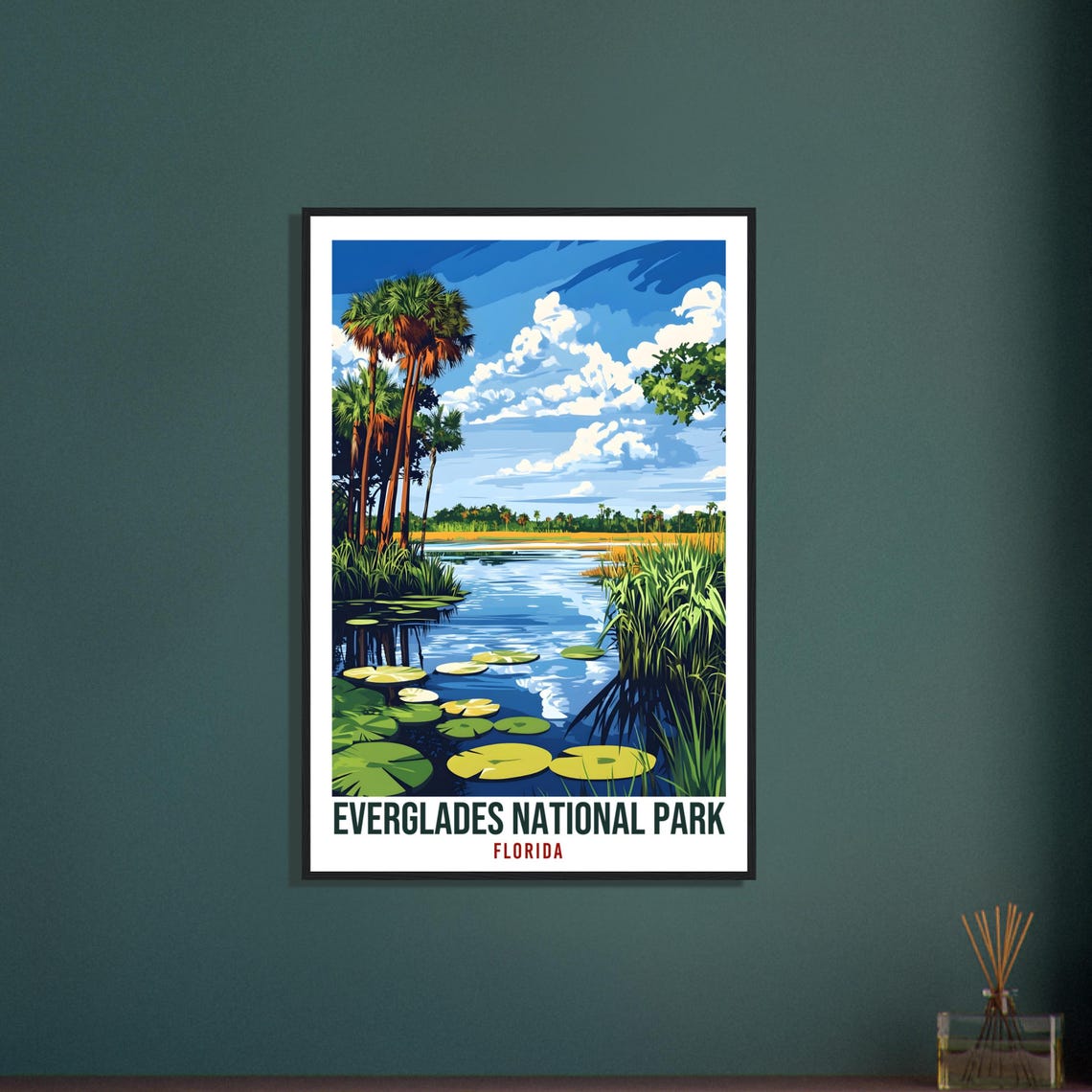 Everglades National Park Florida Lily Pads Palms Blue Sky Poster - Image 3
