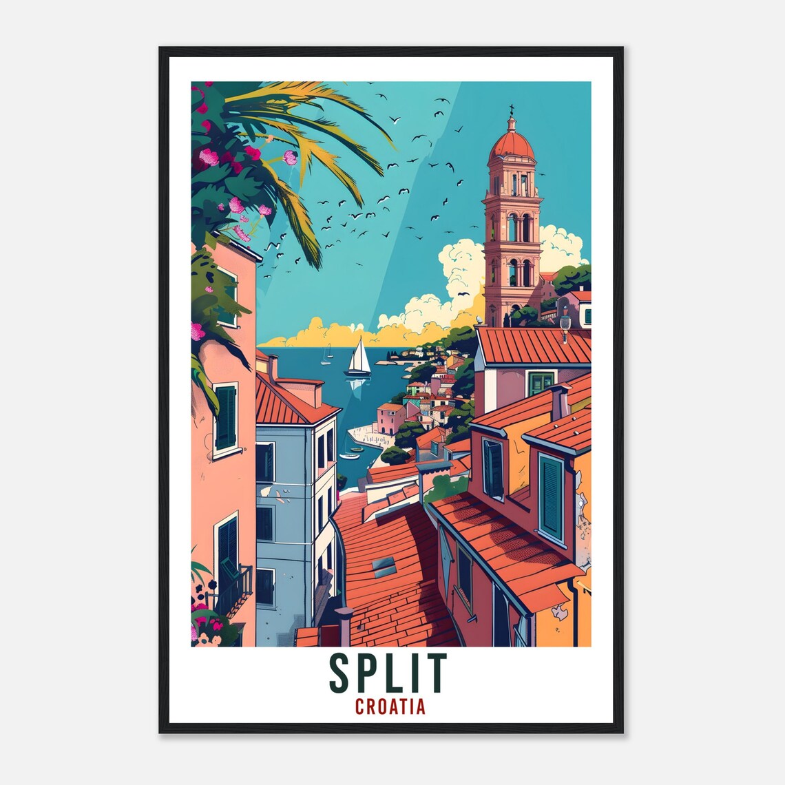 Split Croatia Vintage Travel Poster Old Town Street Seaside View - Image 4