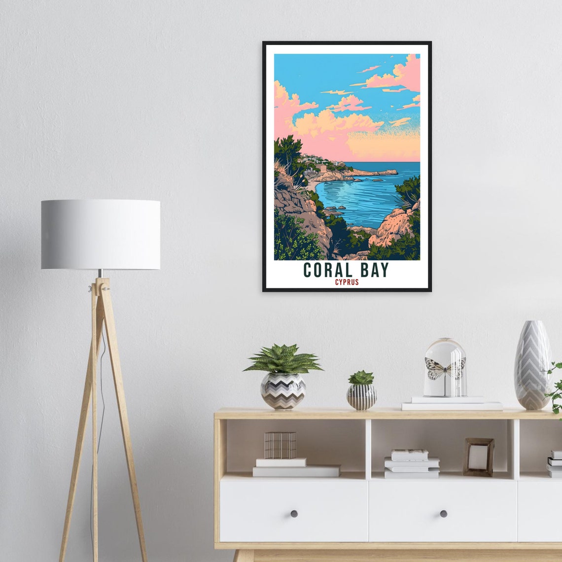 Coral Bay Cyprus Travel Print Cyprus Wall Art Wall Hanging Home Dcor Coral Bay Gift Cyprus Landmark Artwork Gift Cyprus Peyia Travel Poster - Image 3