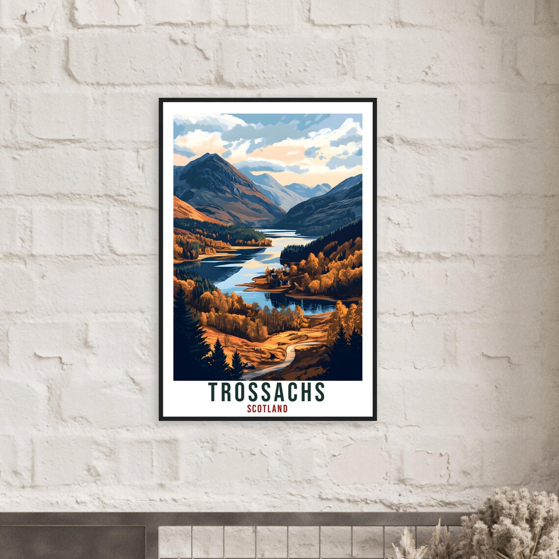 Trossachs Scotland Autumn Loch Valley Pines Vintage Travel Poster - Image 2